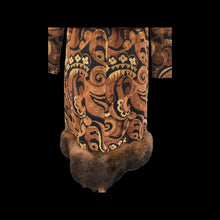 Load image into Gallery viewer, Vintage Tapestry Carpet Gold Brown Fur Trim Princess Coat