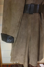 Load image into Gallery viewer, Mod 60s Suede and Leather Peacoat Trench Double Breasted Fit Flare Princess Twiggy S/M
