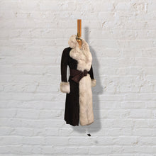 Load image into Gallery viewer, 70’s Vintage Mahogany Suede Fox Fur Tuxedo Coat