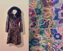 Load image into Gallery viewer, 60’s Vintage Coat Floral Tapestry Carpet Mink Collar Colorful