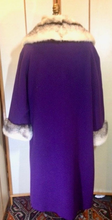 Load image into Gallery viewer, 60s Does 20s Mod Flapper Forstmann Purple Wool and Cross Mink Full Length Swing Coat Free Size S/M/L/XL