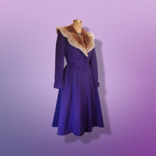 Load image into Gallery viewer, 40’s Vintage Purple Coat with Massive Mouton Ombré Collar Fit and Flare “New Look” Post World War II