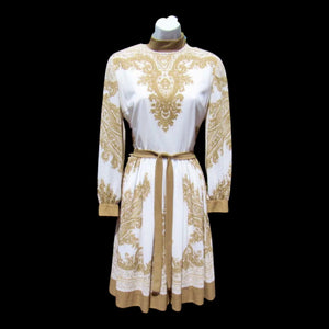 70’s I Magnin Gold Dress Eastern Sari Influenced Couture