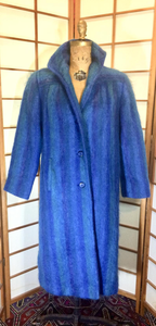 Fuzzy Mohair Wool 70's 80's Royal Blue Purple Coat. M/L