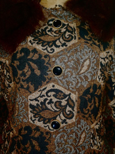 Load image into Gallery viewer, Tapestry Brocade Mink Swing Carpet Coat Mod 60s Elegant Couture S/M