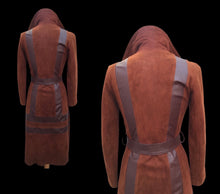 Load image into Gallery viewer, 70’s Rust Suede and Leather Inlay Coat Spy Trench