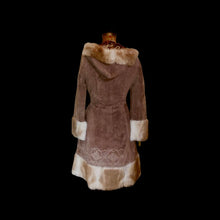 Load image into Gallery viewer, Suede Hooded Embroidered Ombré Fur Trim Penny Lane Coat