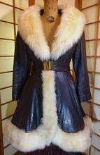 Load image into Gallery viewer, Leather Shearling Lamb Coat- Princess Cut Mod Hippy 60s 70s Penny Lane Almost Famous Russian Princess S/M