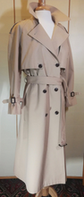 Load image into Gallery viewer, Trench Spy Coat Metal and Leather Hardware Detail, Couture M/L/XL Tan Beige &quot;Burberry Sisal Stye&quot;