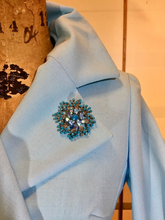 Load image into Gallery viewer, Vintage Coat Jacket- Lilli Ann 60s Baby Blue Mod Cape Fox Fur Bell Sleeve Angel Sleeve Light Spring Princess Mad Men S/M