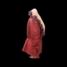 Load image into Gallery viewer, Vintage 70s-90s Leather Shearling Fox Fur Pink Red Short Jacket Coat Made in Turkey