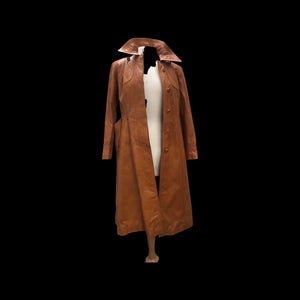 Vintage Leather Cape Coat Butterscotch Trench Spy