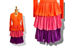 Load image into Gallery viewer, 70’s Three Tier Rainbow Pleated Dress Couture Made in Italy