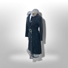 Load image into Gallery viewer, 70’s Black Suede Hooded Fox Fur Coat