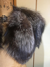 Load image into Gallery viewer, Massive Grey Black White Tipped Fox fur Shawl Collar Large Wide Fur One Size Fits All Wedding Winter Fall