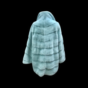 Baby Blue Frosty Mink Fur Coat Gift for Her Birthday Christmas Gift Occasion