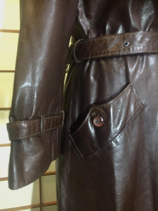 1970s 70s Leather Trench Spy Girl Duster Highly Detailed Extra Hardware, Made in Israel M