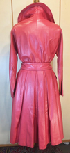 Load image into Gallery viewer, Vintage Women's Coat- 70s RARE PINK Leather Trench Coat Full Sweep Fit Flare Spy Salmon S/M