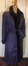 Load image into Gallery viewer, Brand New Reversible Long Mahogany Mink Satin Trench Coat Rain Snow Spy Size Versatile, S/M