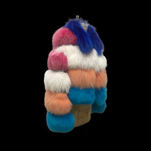 Load image into Gallery viewer, Rainbow Candy Fox Fur Jacket Coat Blue Pink