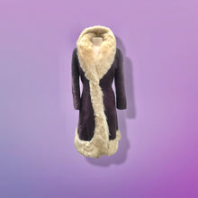 Load image into Gallery viewer, 70’s Vintage Deep Purple Suede and Shearling Boho Princess Penny Lane Coat