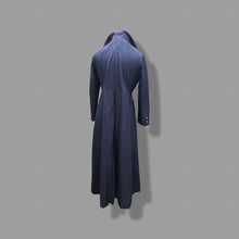 Load image into Gallery viewer, 60’s Long Blue Trench Coat Full Length Double Breasted Waterproof Wood Design