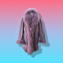Load image into Gallery viewer, Pink Suede Mongolian Curly Lamb Oversized Penny Lane Boho Coat