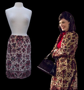 Authentic Anne Klein Vintage 60’s Tapestry Ensemble Coat Skirt Vest Featured in Mad Men