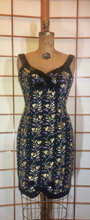 Load image into Gallery viewer, Gold Beaded Dress--Art Deco Vintage Exquisite Hand Beaded Gold and Black Pearl Floral Dress XS/S