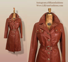 Load image into Gallery viewer, 70’s Butterscotch Leather Trench Coat with Gold Detail Made in Israel