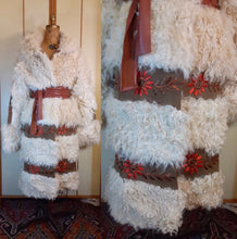 Load image into Gallery viewer, Tamara Vintage Women's Curly Lamb Shaggy Mongolian Coat Embroidered Suede White Brown Red Flowers Afghan Ethnic Hippy Boho Hipster Princess