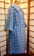Load image into Gallery viewer, Lilli Ann Swing Plaid Coat Pendleton Blue/Purple/Mohair Wool Swing Coat Vintage 50's 60's