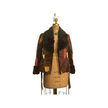 Load image into Gallery viewer, 70s Patchwork Leather Jacket Fur Trim Short Fit Flare Belted Boho Hipster Hippy Fitted