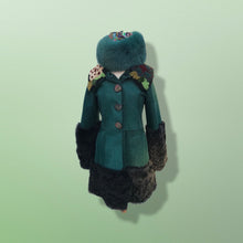 Load image into Gallery viewer, 2000’s Teal Green Blue Shearling Suede Lamb Karakul Swakara Floral Coat Victorian Penny Lane Boho