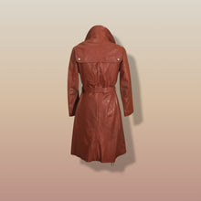 Load image into Gallery viewer, 70’s Butterscotch Leather Trench Coat with Gold Detail Made in Israel