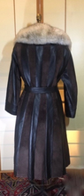 Load image into Gallery viewer, Vintage Coat- 70s Leather Suede Trench Silver Fox Fur Princess Spy M/L