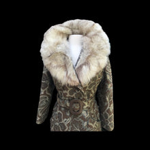 Load image into Gallery viewer, 60’s Tapestry Coat with Fox Fur Trim Carpet Brocade Wool