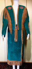 Load image into Gallery viewer, Beaded Suede Jacket and Skirt Western Navajo Fringe Set Turquoise Leather Long Cowgirl Native American