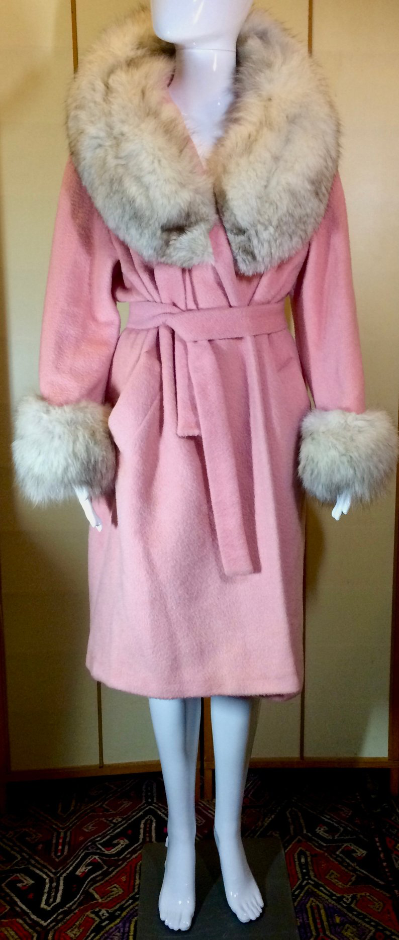 オンライン限定商品】 fur poodle Epine collar pink coat 毛皮/ファー