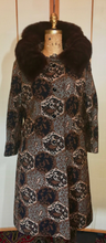 Load image into Gallery viewer, Tapestry Brocade Mink Swing Carpet Coat Mod 60s Elegant Couture S/M