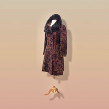 Load image into Gallery viewer, 60’s Vintage Coat Floral Tapestry Carpet Mink Collar Colorful