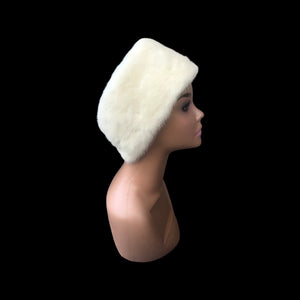 Himalayan Hat with Blonde Mink and Raw Silk Embroidered Peacock Crystal