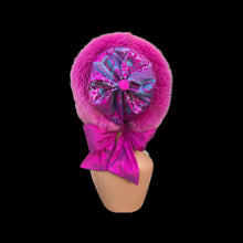 Load image into Gallery viewer, Pink Fox Fur Himalayan Hat Brocade Silk Iridescent