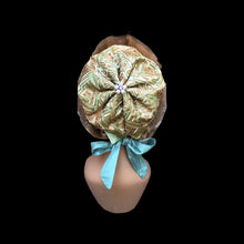 Load image into Gallery viewer, Reserved for Stef- Himalayan Hat of Sea Green Gold Embroidered Silk and Golden Sable Fur