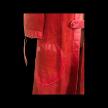Load image into Gallery viewer, Italian Leather 70’s Red Suede and Snakeskin Coat