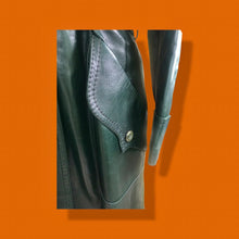 Load image into Gallery viewer, Deadstock 70’s Leather Forest Green Trench Spy Coat