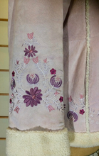 Load image into Gallery viewer, Pink Suede Embroidered Floral Hippy Penny Lane Coat 90's does 70's Coat Toggle Closures M/L Almost Famous Afghan Boho Shearling Fleece