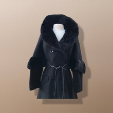 Load image into Gallery viewer, 60’s does 30’s Vintage Black Pure Wool Princess and Mink Coat