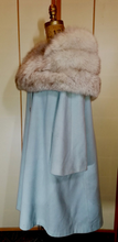 Load image into Gallery viewer, Winter is Coming--Massive Silver Norwegian Fox Fur Collar and Powder Ice Baby Blue Wool Swing Coat 50s 60s Pinup Medieval Glamour Hollywood