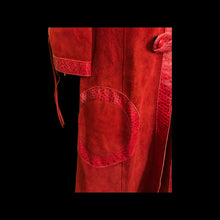 Load image into Gallery viewer, Italian Leather 70’s Red Suede and Snakeskin Coat